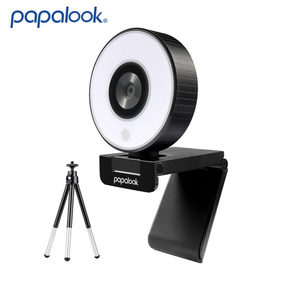 PAPALOOK Live Streaming Webcam with Ring Light, FHD 1080P 30FPS Fixed Focus USB Web Camera Dual MIC/Tripod for Twitch, Xbox